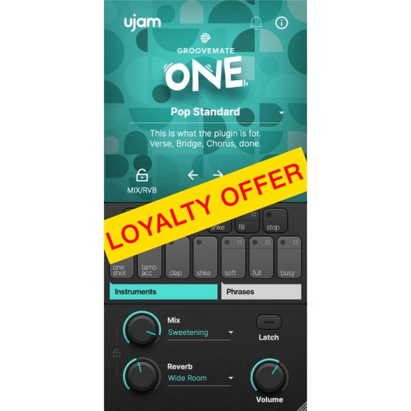 UJAM GROOVEMATE ONE Loyalty Offer - Percussion-Instrument für Shaker, Claps und Tamburin - Download