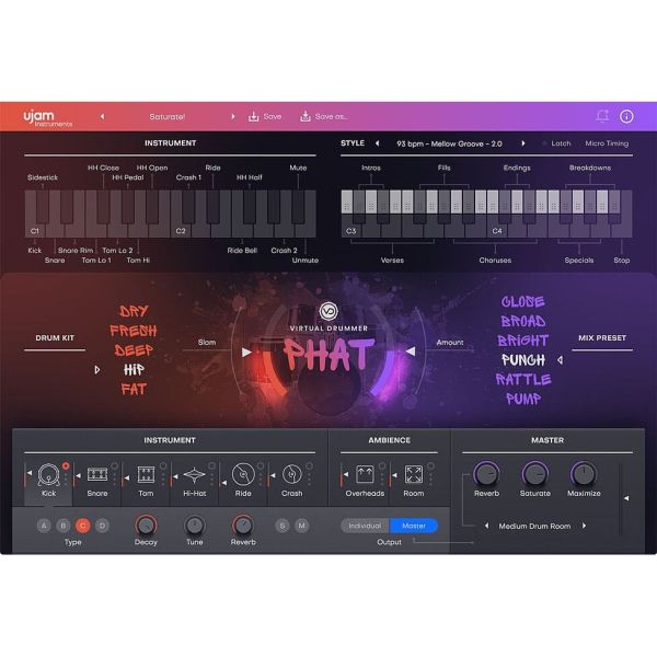 UJAM PHAT 2 - virtueller Schlagzeuger für Funk und Urban-Grooves - Download