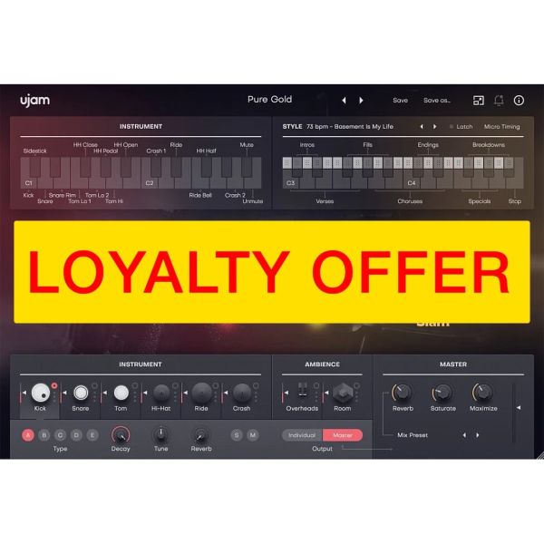 UJAM DEEP Loyalty Offer - virtueller Schlagzeuger für Soul und Funk - Download