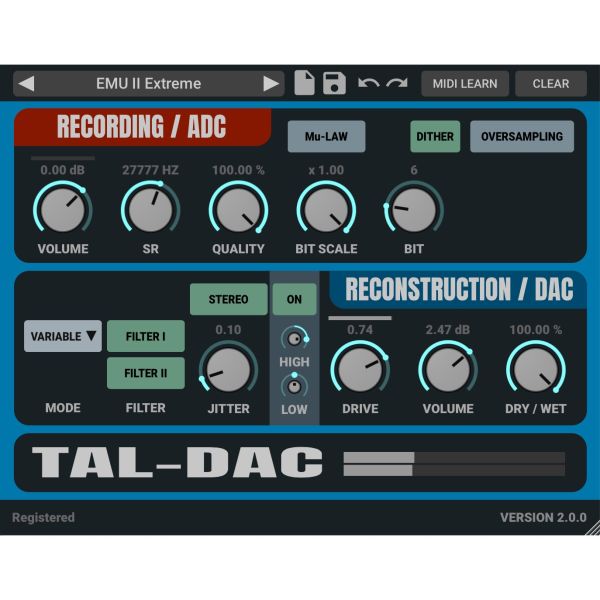 TAL DAC Bit Crusher - Lo-Fi-Effekt im Stil der 80er-Sampler - Download