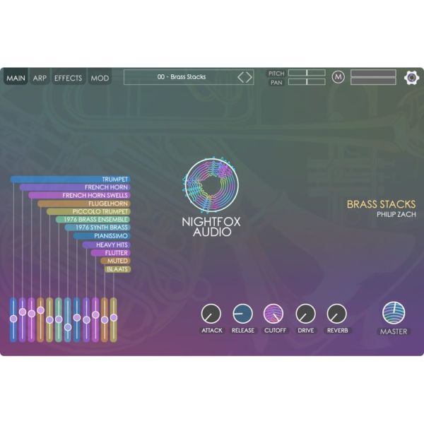 Nightfox Audio Brass Stacks - virtuelles Instrument mit Blechbläsern und Vintage-Synths - Download