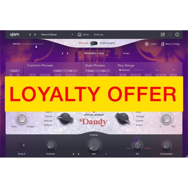 UJAM DANDY Loyalty Offer - virtueller Bassist mit Flatwound-E-Bass - Download