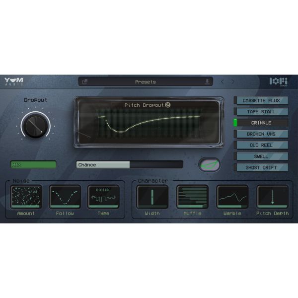 Yum Audio LoFi Pitch Dropout 2 - Lo-Fi-Effekt für Band-Aussetzer und Tonhöhenabfälle - Download