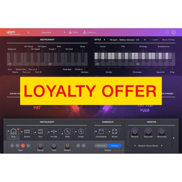 UJAM PHAT 2 Loyalty Offer - virtueller Schlagzeuger für Funk und Urban Grooves - Download