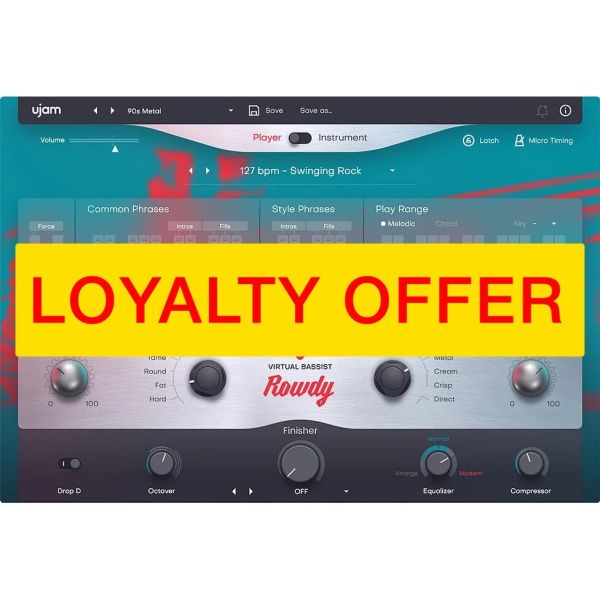 UJAM ROWDY 2 Loyalty Offer - virtueller Rockbassist mit angezerrtem Plektrum-Sound - Download